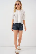 T-shirt court à manches courtes pour femme 20335 - Blanc