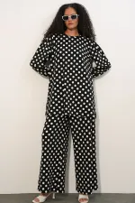 Women's Tunic and Pants Polka Dot Top and Bottom Set 6663 - A.Black Women's Tunic and Pants Polka Dot Top and Bottom Set 6663 - A.Black