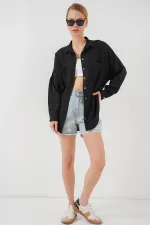 Chemise oversize en lin noir 20126