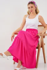 1886 Long Knitted Skirt - A.Fuchsia