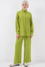 Kadın Örme Tesettür Alt Üst Takım 6711 - E.Yeşil