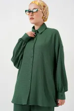 Ensemble hijab tricoté pour femme (haut et bas) 6711 - Vert émeraude