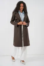 5918 Kruvaze Yaka Trençkot - C. Kahverengi