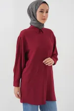 Kadın Uzun Gömlek Tunik 5945 - Bordo