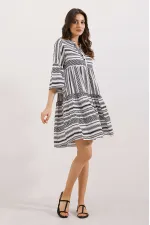 1975 ETHNIC PATTERNED DRESS - Black