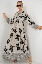 Robe hijab à motifs authentiques 2423 - Gris clair