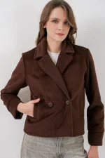 Veste en cachemire pour femme 0725 - Marron