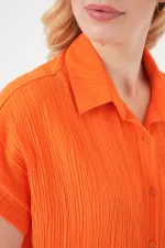 Women's Striped Short Sleeve Shirt 20324 - Orange