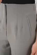 6650 Yüksek Bel Kumaş Pantolon - Gri