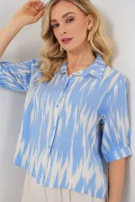 T-shirt court à manches courtes à motifs pour femme 20337 - Bleu