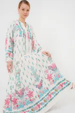 Robe hijab à motifs authentiques 2423 - Bleu clair