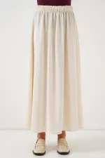 Kadın Uzun Ayrobin Etek 8050 - Krem