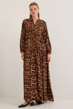 Robe hijab en viscose beige marron pour femme 2423