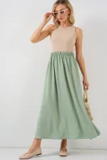 Kadın Uzun Ayrobin Etek 8050 - E.Yeşil