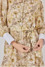 Robe longue ceinturée pour femme 2584 - B.Jaune