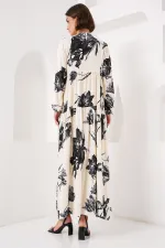 Robe hijab à motifs authentiques 2423 - Crème foncée