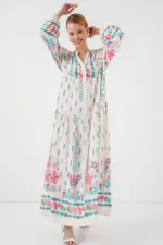 Robe hijab à motifs authentiques 2423 - Bleu clair