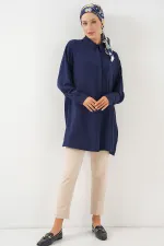 Women's Long Shirt Tunic 5945 - Navy Blue