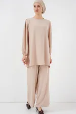 Ayrobin Tunik Pantolon Alt Üst Takım 6712 - Krem