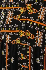 Robe longue hijab à motifs pour femme 2585 - Noir