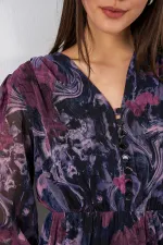 Robe en mousseline à motifs 2137 - Lilas foncé