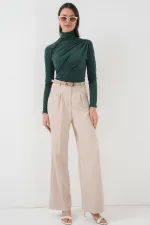 925 Büzgü Detaylı Sandy Bluz - Zümrüt Yeşili