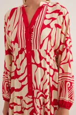 Robe hijab en viscose rouge beige pour femme 2423