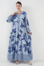 Robe hijab à motifs authentiques 2423 - Bleu marine