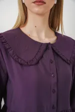 Kadın Bebe Yaka Uzun Tesettür Elbise 2592 - Mor