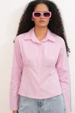 20231 Slim Fit Poplin Gömlek - Pembe