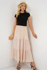 Kadın Ayrobin Uzun Etek 8048 - Bej