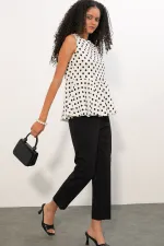 Women's Sleeveless Polka Dot Blouse 40021 - White