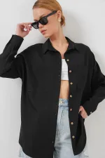 Chemise oversize en lin noir 20126