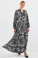 Robe hijab en viscose à motifs noirs et blancs pour femme 2423