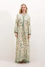 Robe hijab à motifs authentiques 2423 - Vert A.