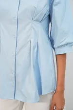 Women's Long Waist-Fitting Shirt 20383 - Blue Women's Long Waist-Fitting Shirt 20383 - Blue