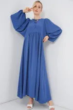 Women's Balloon Sleeve Long Hijab Dress 2464 - Saks