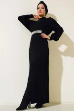 15900 Full Length Hijab Knit Dress - Black