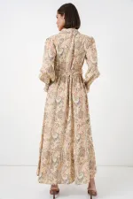 Robe hijab ceinturée pour femme 2589 - Jaune