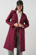 5918 Double-breasted Trench Coat - Claret Red