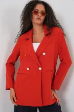 Women's Double-Breasted Blazer Jacket 0722 - Brick Women's Double-Breasted Blazer Jacket 0722 - Brick