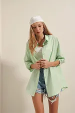 Chemise basique longue oversize 3900 - Vert clair