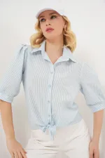 Women's Tie-Front Striped Shirt 20323 - Blue