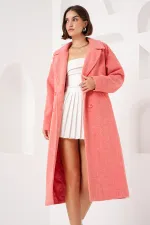 9113 Oversize Wide Cut Wool Long Cashmere Coat - Orange