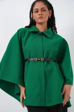 Women's Belted Cashmere Poncho 9170 - Dark Green