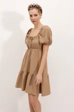 Robe évasée en popeline 2351 - Camel