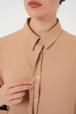 Kadın Uzun Gömlek Tunik 5945 - Bisküvi