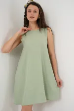 2444 Mini Linen Dress - E.Green