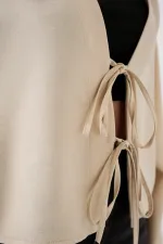 Tie-Front Linen Kimono 960 - Cream