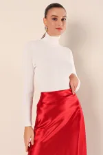 15825 Boğazlı Triko Kazak - Beyaz